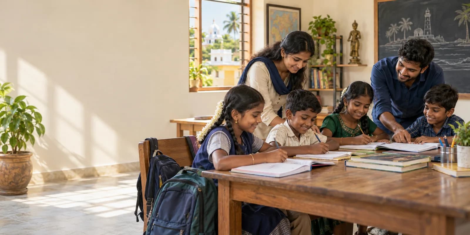 Illustrative community tuition class for students in Puducherry